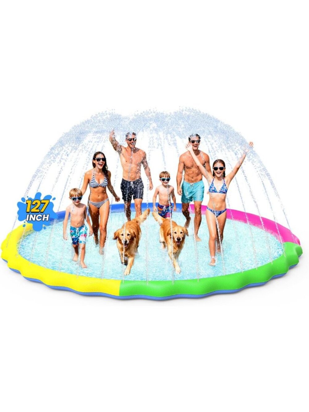 Thick Non-Slip Splash Pad for Kids & Dogs - Summer Outdoor Water Play Mat 127